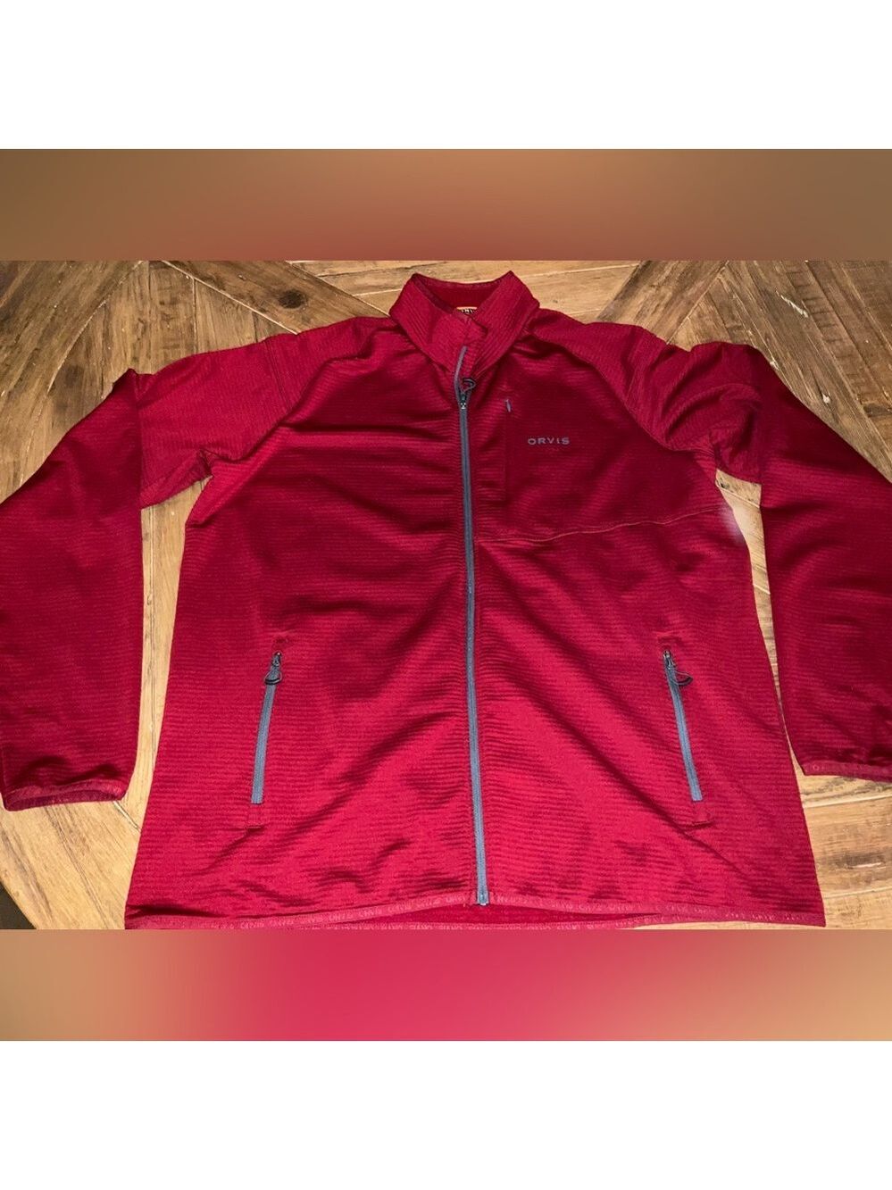 Men’s Orvis full zip Horseshoe Hills jacket - red waffle fleece / size XL